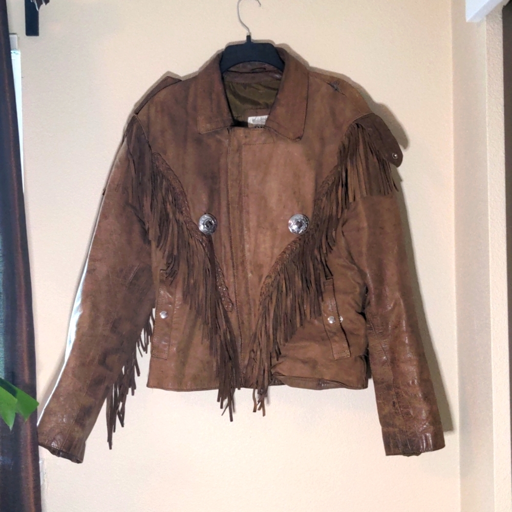 Vintage Open Road brown Leather Jacket with ALL the fringe! Size L